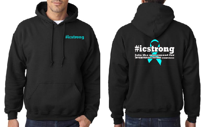 Interstitial Cystitis ICStrong Mens Black Hooded Sweat Shirt
